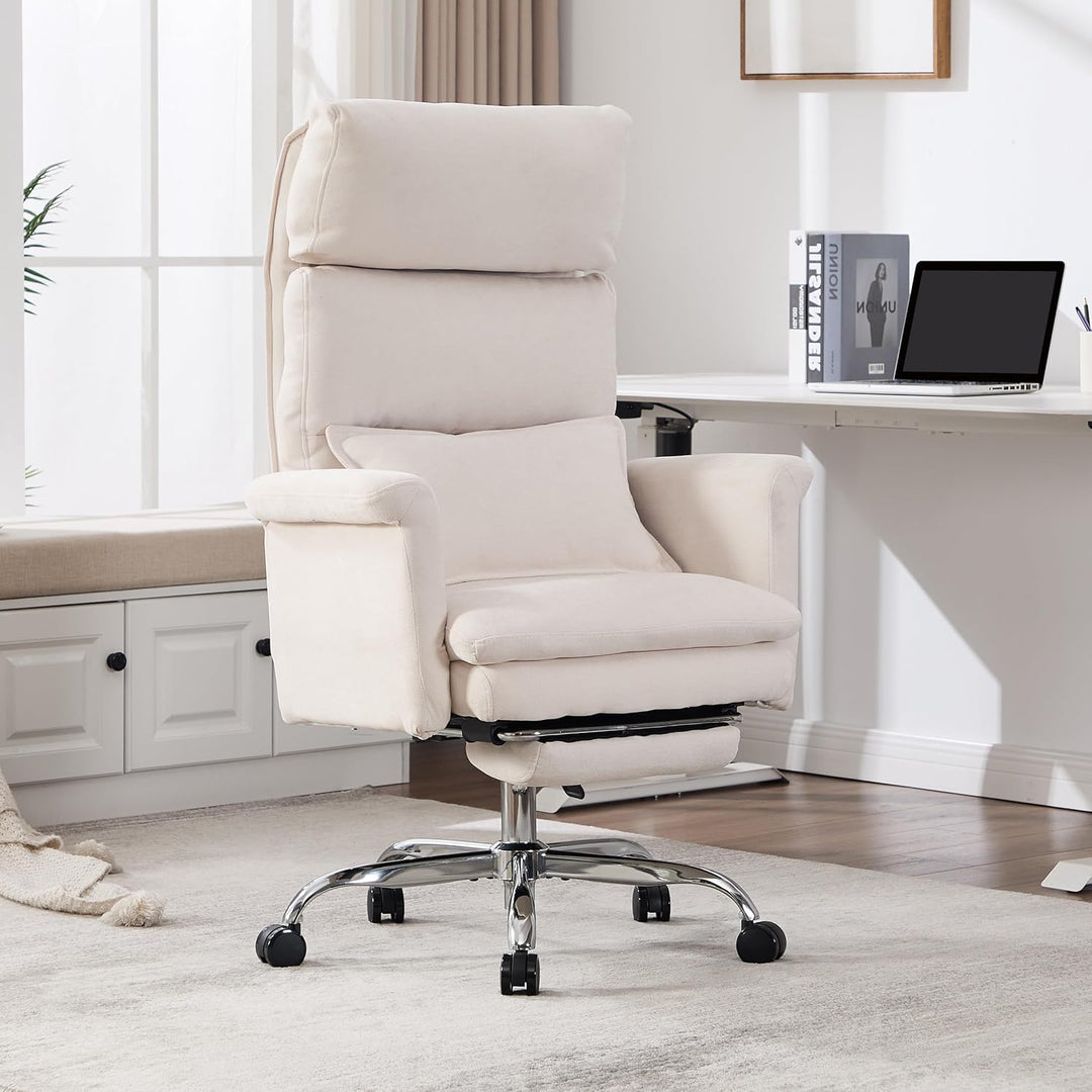 UEV Bürostuhl Ergonomisch mit Fussstütze bis 226kg,klappbare Armlehnen/Dicker Sitzpolsterung/Verstel