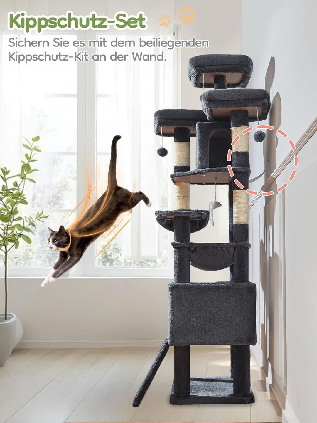 Taoqimiao 193CM Kratzbaum Gross XXL, Katzenbaum Katzenbaum Grosse Katzen Stabil Katzenkratzbaum mit