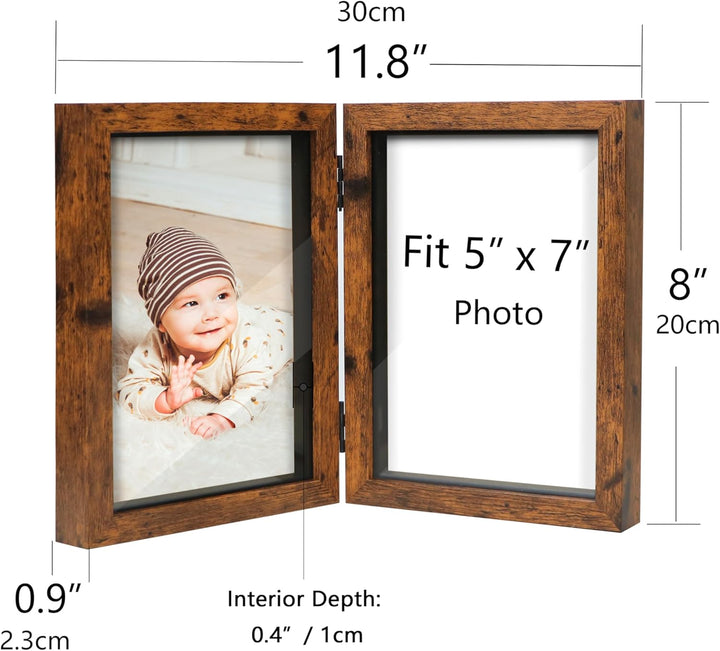 13x18 Bilderrahmen für 2 Fotos faltbar Braun Bilderrahmen Collage Doppel Bilderrahmen Shadow Box für