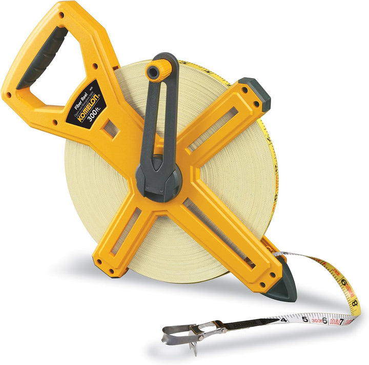 Komelon 66330IM Massband aus Fiberglas, hochsichtbar, gelb, 100 m metrisch 330ft - Inch Metric Fiber