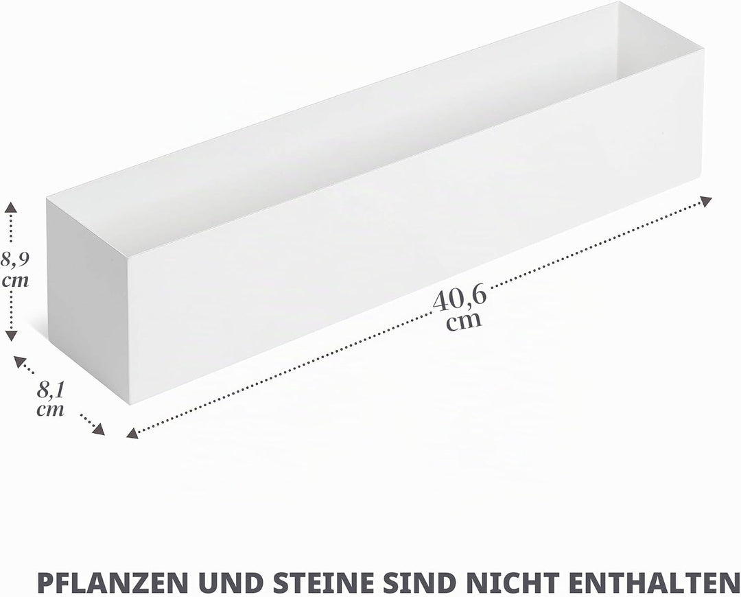 Moderner weisser rechteckiger Pflanzkasten | 40,6 cm grosser Metall-Pflanztopf perfekt als Sukkulent