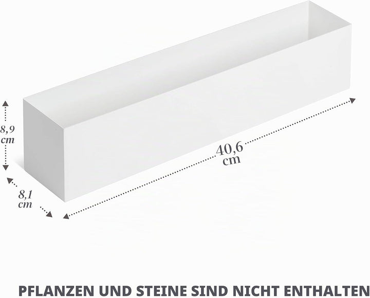 Moderner weisser rechteckiger Pflanzkasten | 40,6 cm grosser Metall-Pflanztopf perfekt als Sukkulent