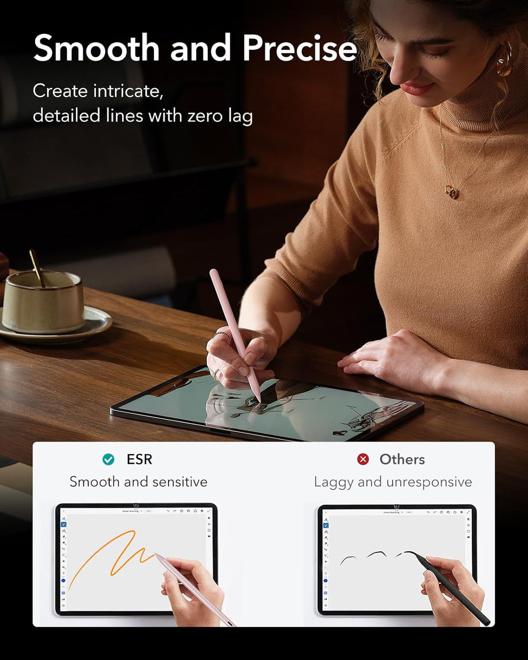 ESR Stylus Stift für iPad, magnetischer Pencil 2. Generation zum kabellosen Laden, mit Neigungsempfi