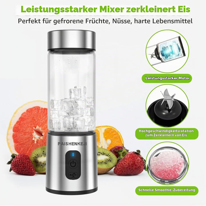 Glas Smoothie Maker Mini Mixer - Standmixer, Tragbarer Mini Blender, 400ml Smoothie Maker to go, USB