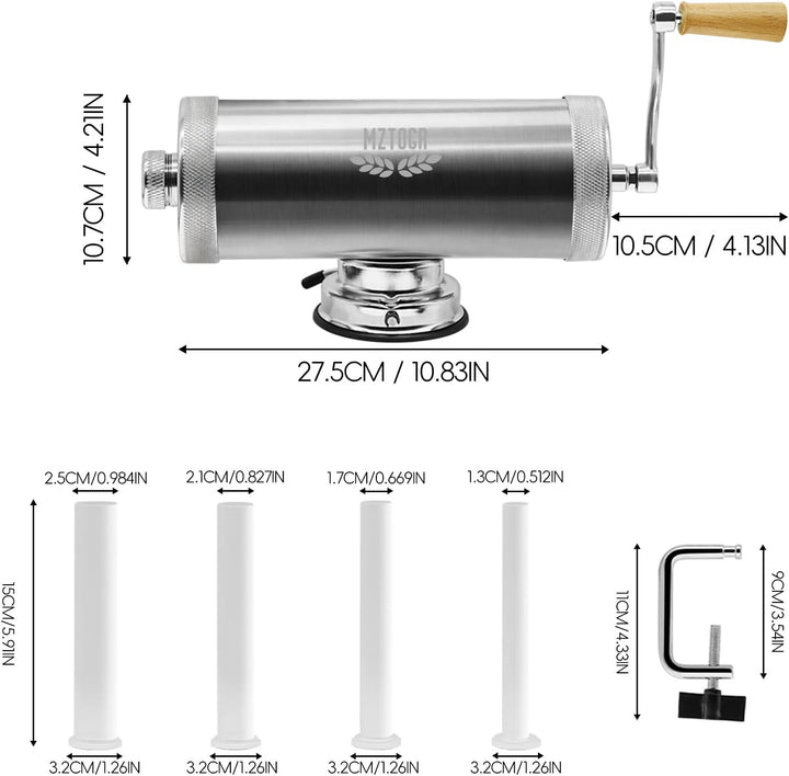 5L Wurstfüller, Edelstahl Horizontale Wurstmaschine, Manuelle Wurstmaschine, Wurstpresse mit Tischkl