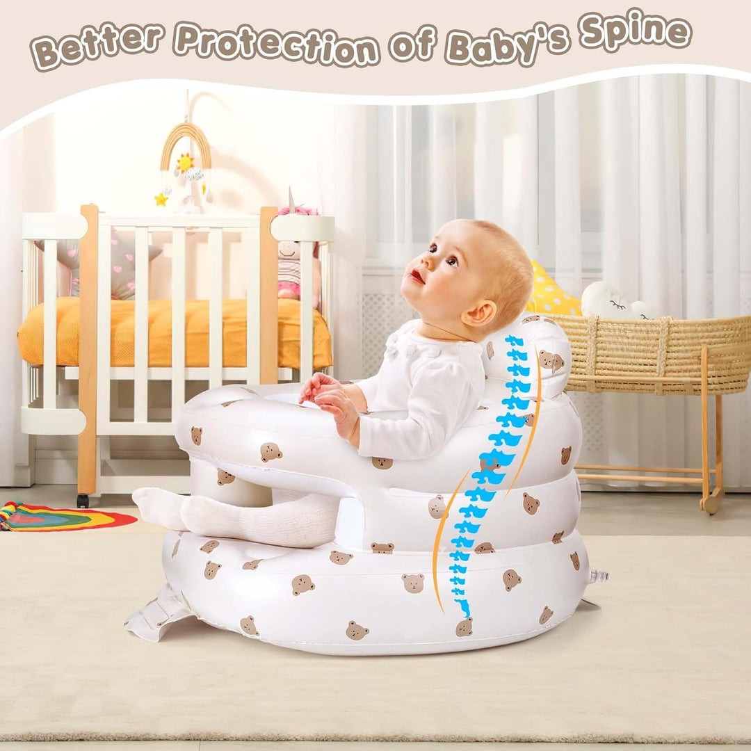 Aufblasbarer Babysitz für Babys ab 3 Monaten, aufblasbarer Babystuhl eingebauter Luftpumpe Baby Rück