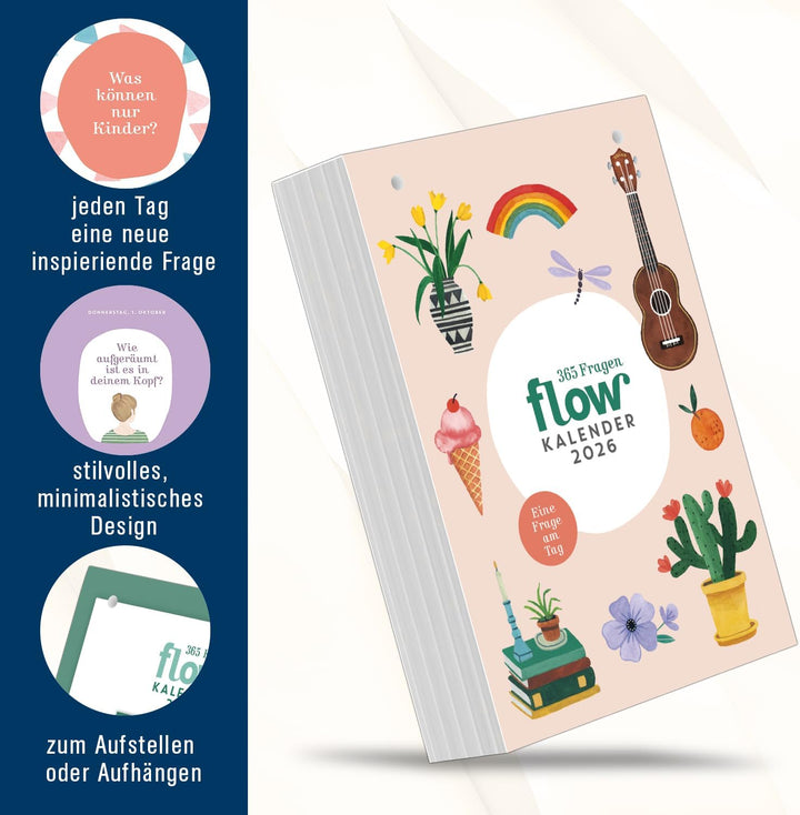 Flow - Der Flow Kalender 2026 - Tischkalender 13x19 cm mit 365 Denkanstössen & Inspirationen, Abreis