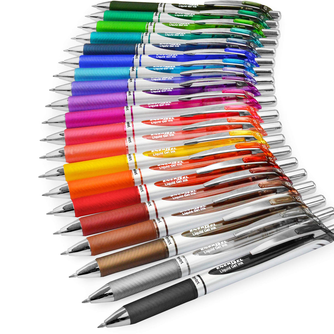 Pentel EnerGel XM BL77 Gelschreiber, einziehbar, 0,7 mm, 54 % recycelt, 1 Stück pro Farbe, 20 Stück