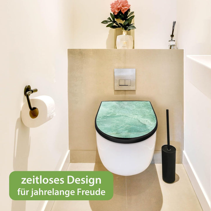 banjado WC Sitz mit Absenkautomatik D Form - Toilettendeckel mit Absenkautomatik D Form - Klodeckel