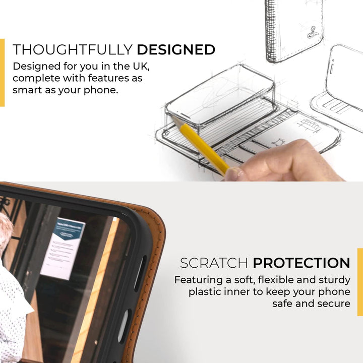 Snakehive iPhone 13 Pro Max Hülle Leder - Stylische Handyhülle mit Kartenhalter & Standfuss - Handyh