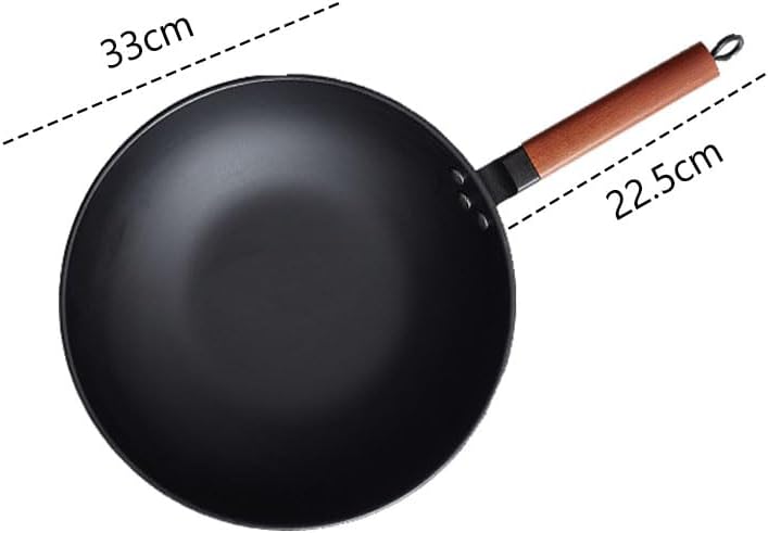 BRAVECOW 32cm Wokpfanne, für 4-6 Personen,Holzgriff,Antihaftbeschichtung,Wokpfanne aus Kohlenstoffst