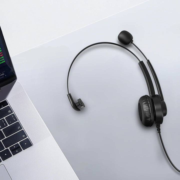 Wantek USB Headset mit Mikrofon für PC Laptop Büro, USB Stecker Typ-C Adapter Für Call Center Online