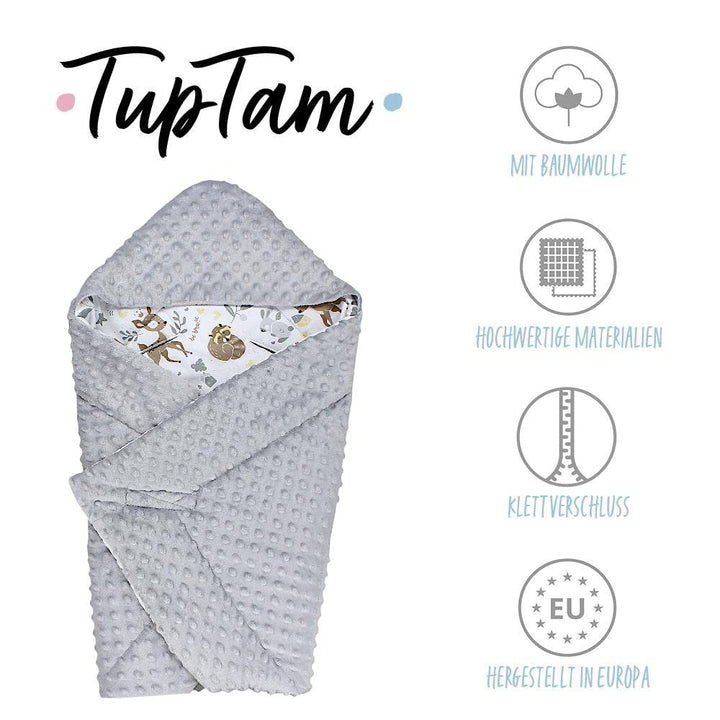 TupTam Baby Winter Einschlagdecke Babydecke 75x75cm für Autositz Babyschale Wattiert Minky Baumwolle
