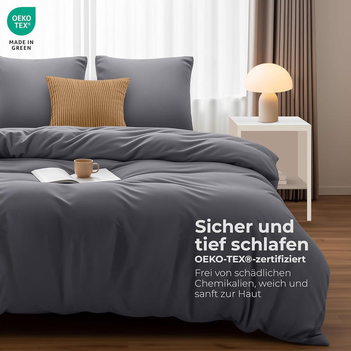 Utopia Bedding Bettwäsche Set - Mikrofaser Bettbezug 260x240 cm + 2 Kissenbezüge 65x65 cm - Grau 260