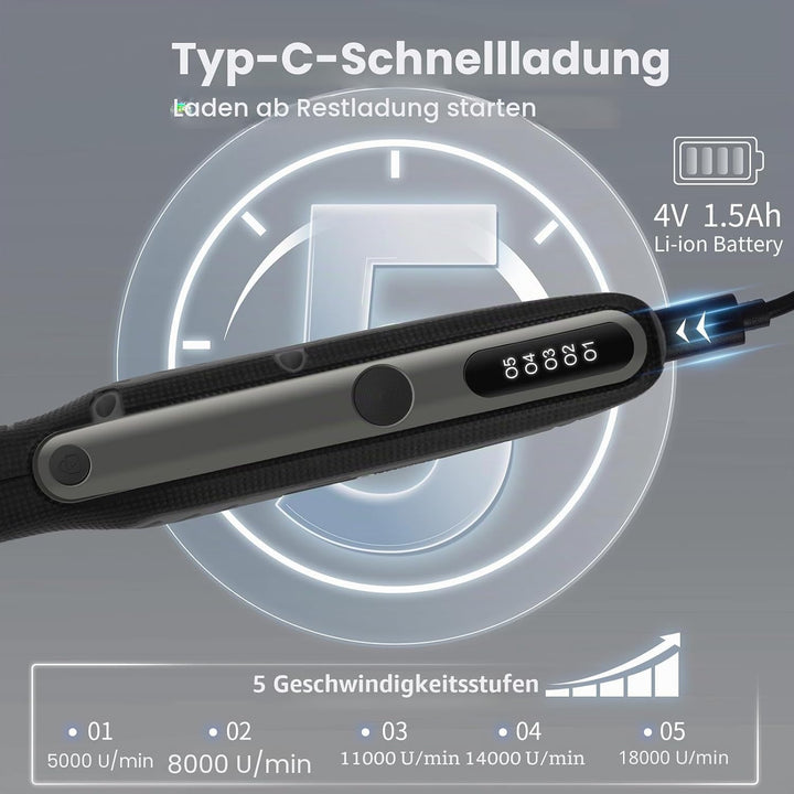 HARDELL Digitalanzeige Multifunktionswerkzeug, 4V Mini Rotationswerkzeug Set mit 37 Zubehör, Ideal f