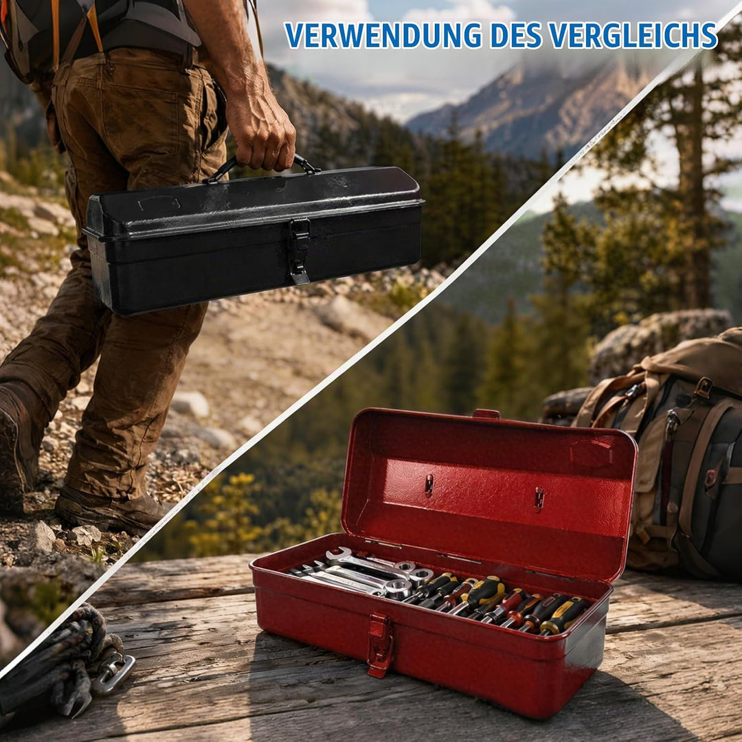 Mehrzweck-Werkzeugkiste mit Schlossschnalle, 37×16×12cm Leer Gross Werkzeugbox, Robust Langlebig Tra