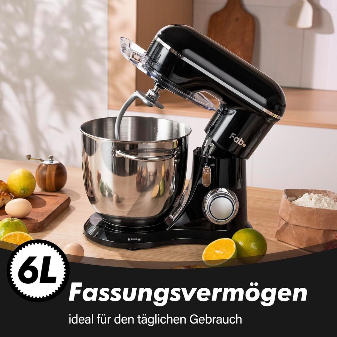 Kitchen in the box Küchenmaschine 1300W, 6L Knetmaschine Teigmaschine für Heimbacken, 10 Geschwindig