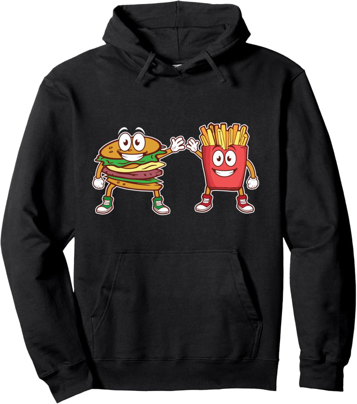 Hamburger Pommes Frites High Five Combo Snacks I Hamburger Pullover Hoodie