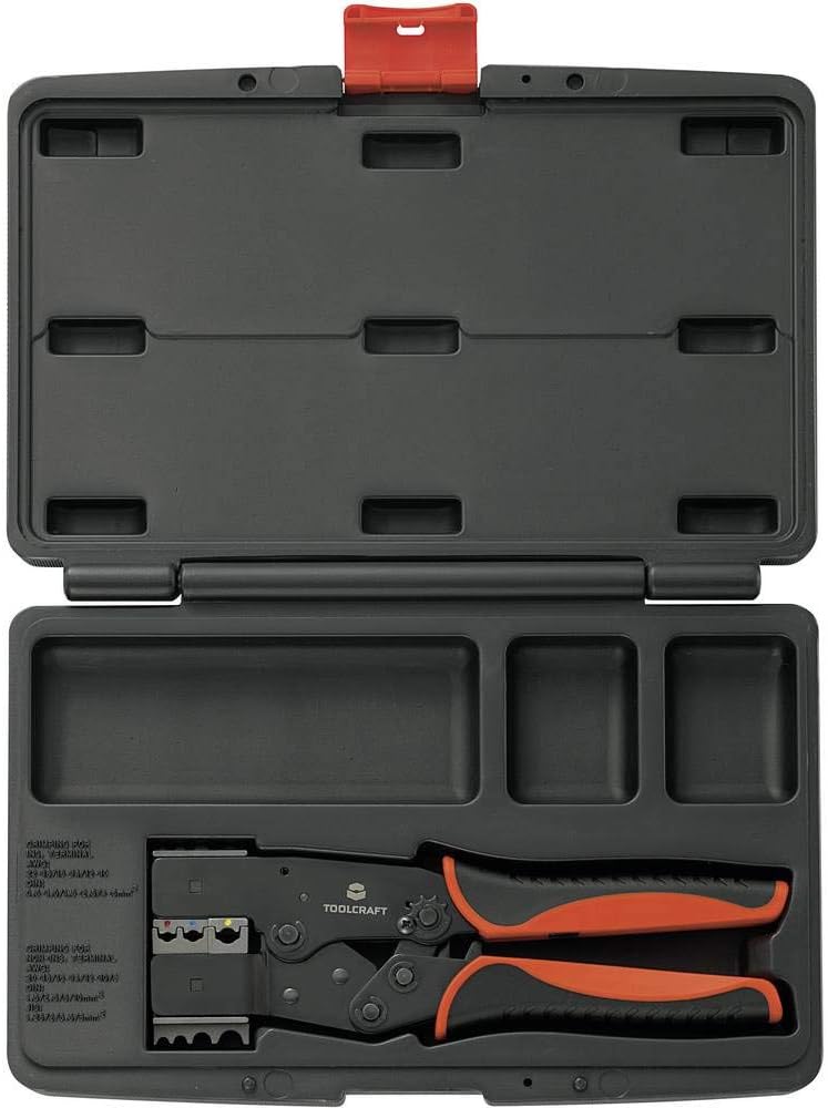 TOOLCRAFT 2-i-1 818644 Crimpzange Isolierte Flachstecker, Kabelschuhe, Stossverbinder