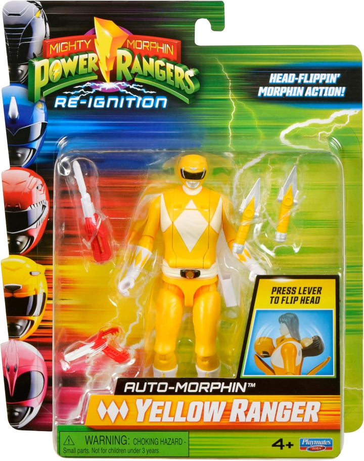 Power Rangers - Auto-Morphin, 2-in-1-Figur mit Gelenken, 15 cm, gelber Ranger – Trini Kwan, für Kind