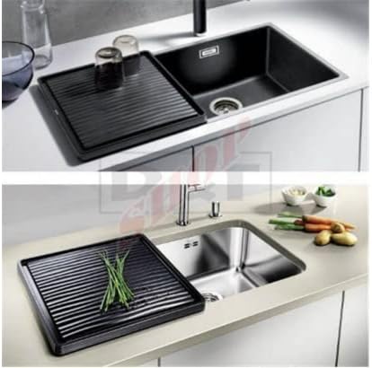 BLANCO Top-Schienen aus Edelstahl, 235906, 416 mm & anlegbarer Tropf, 230734, Wellenoptik, Kunststof