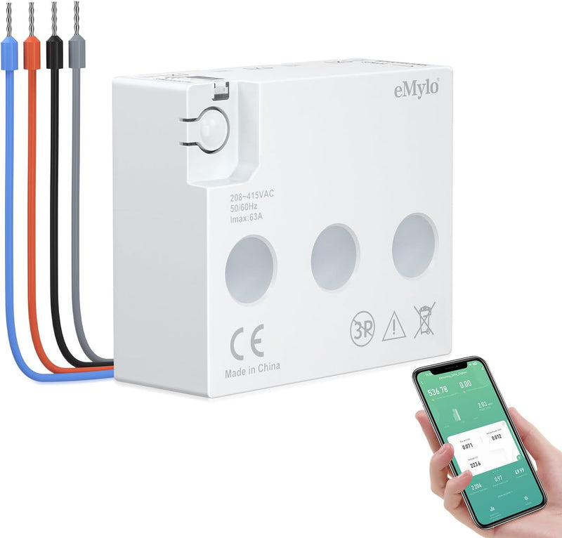 eMylo Smart Zibee Energiemessgerät Mini-Stromverbrauchsmessgerät 99% hohe Genauigkeit 3 Phasen Echtz