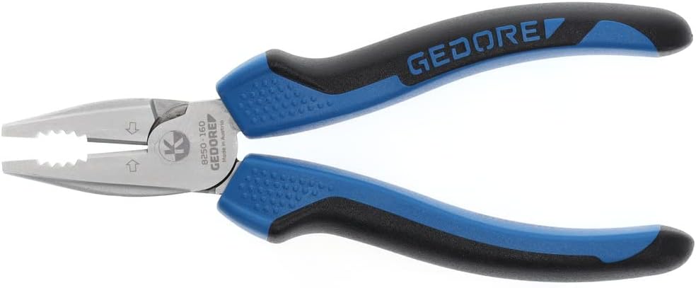 GEDORE Kraft-Kombizange zum Schneiden/Halten/Drehen, 2-Komponenten-Griff, Länge 160 mm, HRC 62-64, 8