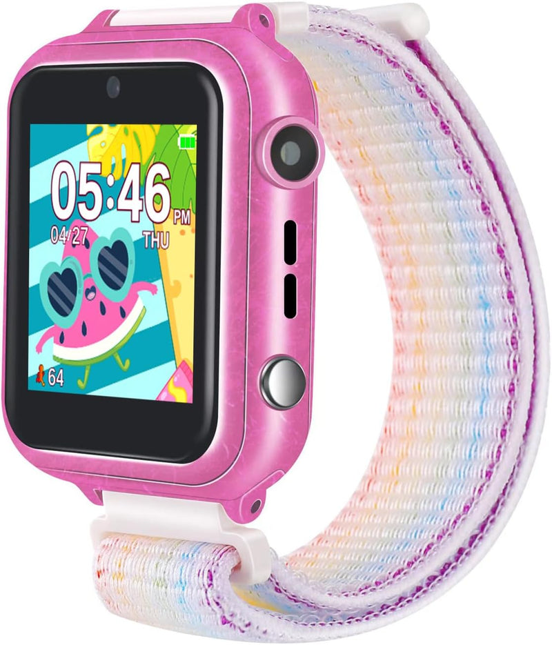 Retysaz Smartwatch Kinder, Spiele, Telefon für Mädchen und Jungen (Rosa-A1), Rosa-A1