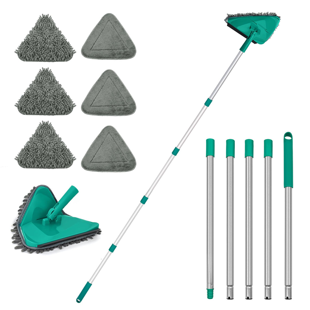 JEHONN Bodenwischer Wischmopp mit Langem Griff 200CM, 3-In-1 Wand Mop mit 6 Ersatz Mikrofaser Chenil