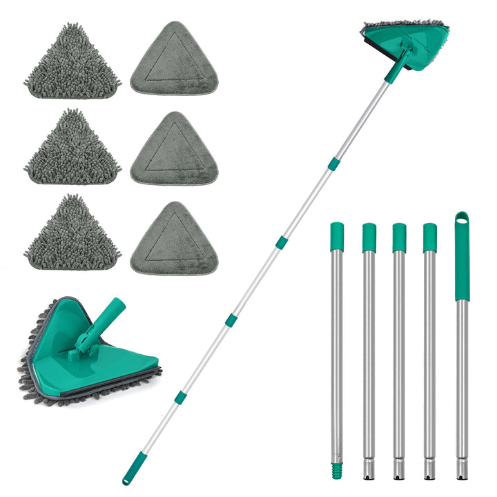 JEHONN Bodenwischer Wischmopp mit Langem Griff 200CM, 3-In-1 Wand Mop mit 6 Ersatz Mikrofaser Chenil