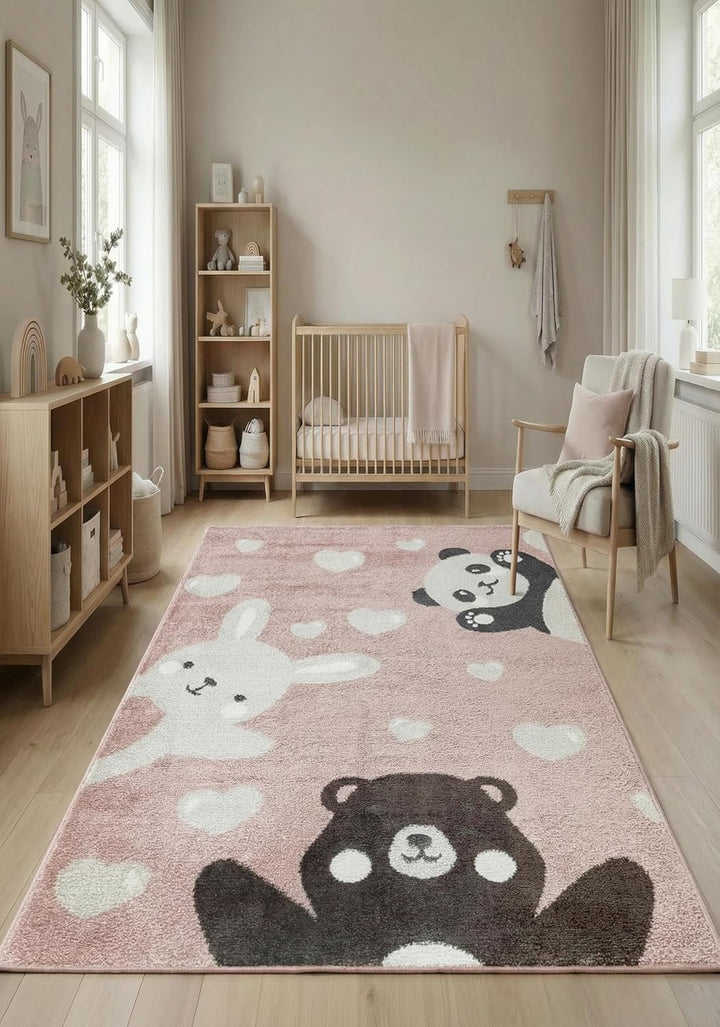 Jimri Teppich Kinderzimmer - Teppiche für Kinderzimmer, Kinderteppich, Kinderteppich Mädchen, Bär, H