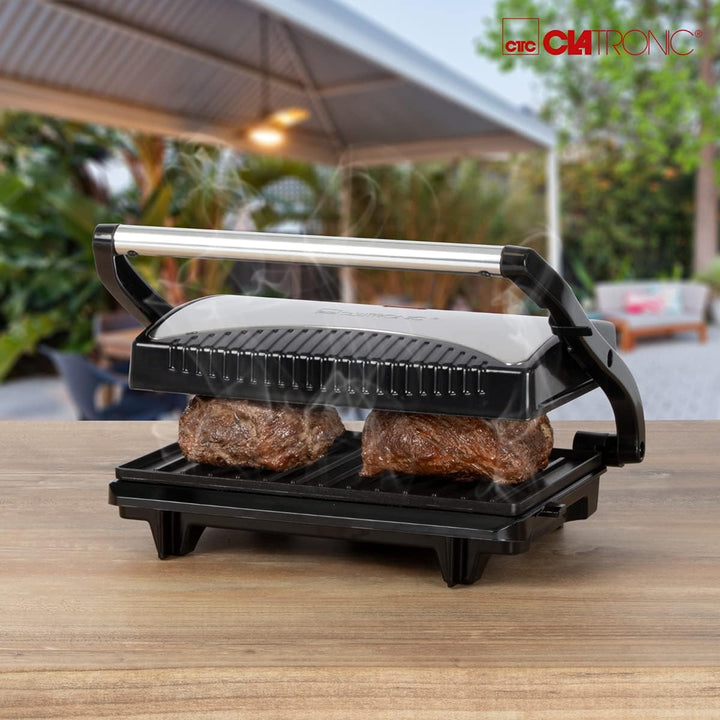 Clatronic® Kontaktgrill | beidseitiges fettfreies Grillen | 700W | antihaftbeschichtete Grillplatten