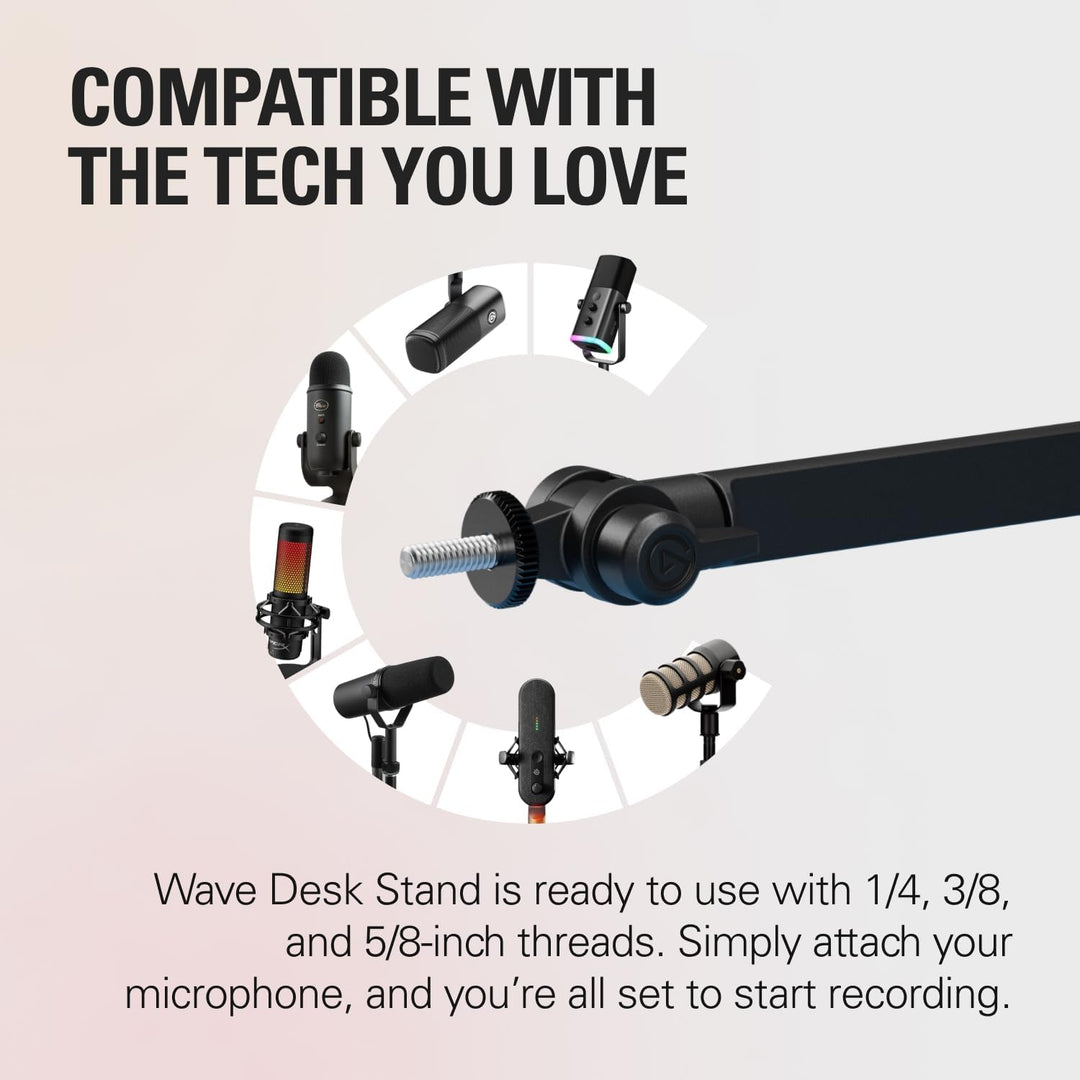 Elgato Wave Desk Stand – Verstellbarer Mikrofonständer, kompatibel, HyperX, Rode, Fifine, Shure und