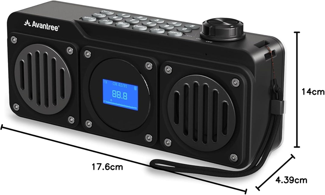 Avantree Boombyte - FM Kleins Radio mit Bluetooth Lautsprecher Tragbares mit kraftvollem Sound, Ster
