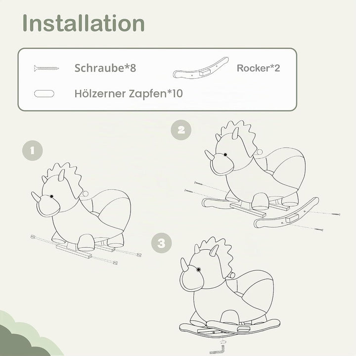Plüsch Rocking Horse -Schaukeltier Schaukelpferd Schaukelspielzeug，CE、CPC Zertifizierung(Grün), grün