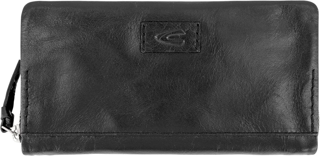 camel active bags Rise Damen Geldbörse Portemonnaie RFID Leder Gross Schwarz, Schwarz