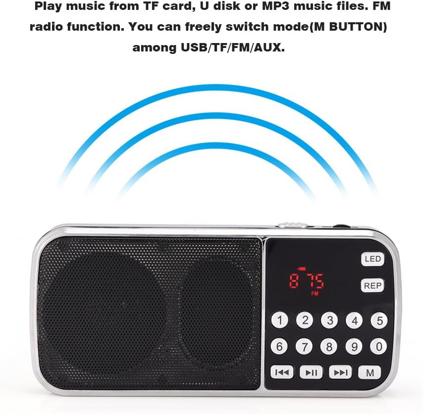 VBESTLIFE -Radio mit LED-Taschenlampe-Funktion, MP3-U-Scheibe des Musik-Spieler-FM TF