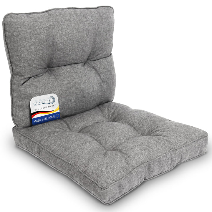 Beautissu Lounge Auflagen Set Sitzkissen 60x60 cm &amp; Rückenkissen 60x40 cm – Schmutz- &amp; Wasserabweise