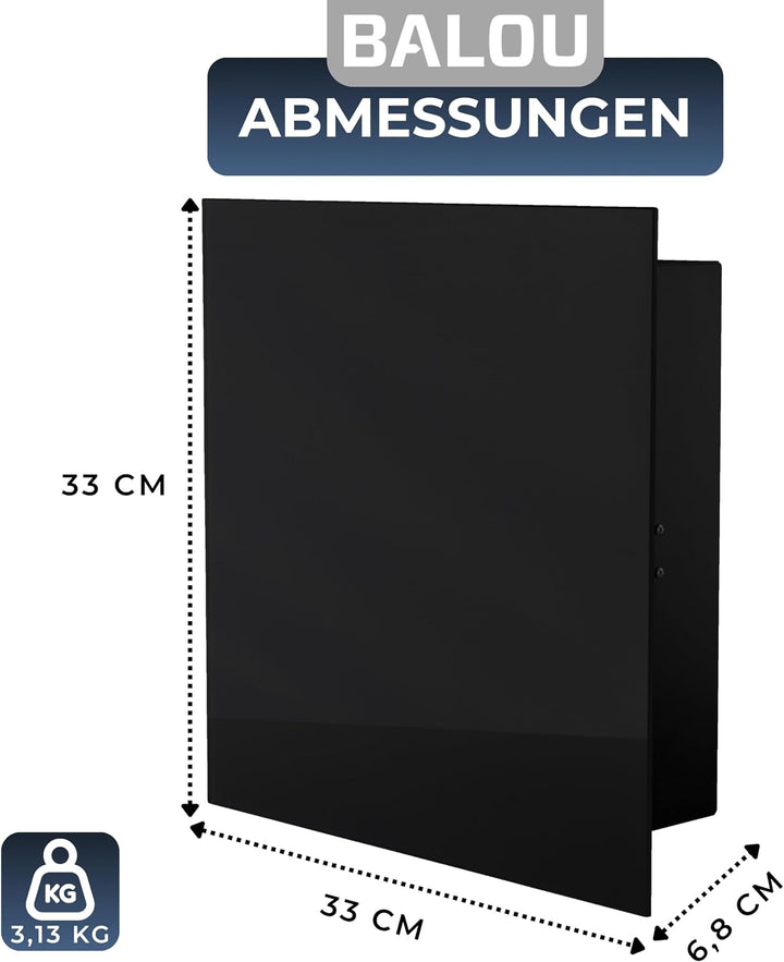 BALOU Schlüsselkasten modern mit Glas Magnettafel - Memoboard magnetisch mit 6 Magneten und Stift -