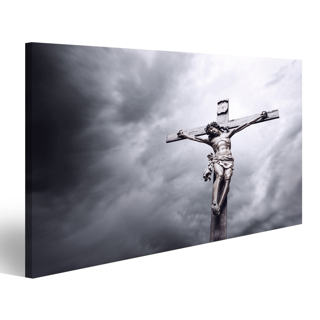 islandburner Bild auf Leinwand Kreuzigung Von Jesus Christus Bilder Wandbilder Poster 80x40cm, 80x40