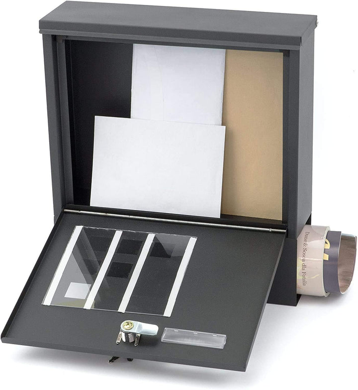 VERDA Designer Briefkasten mit Zeitungsfach, XL Postkasten, Wandbriefkasten, Mailbox, 2X Schlüssel,