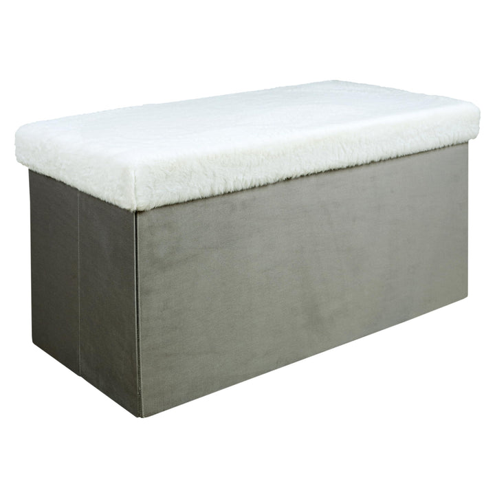 The Home Deco Factory Sitzbank, Wood, Hellgrau/Weiss, 77 x 38 x 38 cm Hellgrau/Weiss 77 x 38 x 38 cm