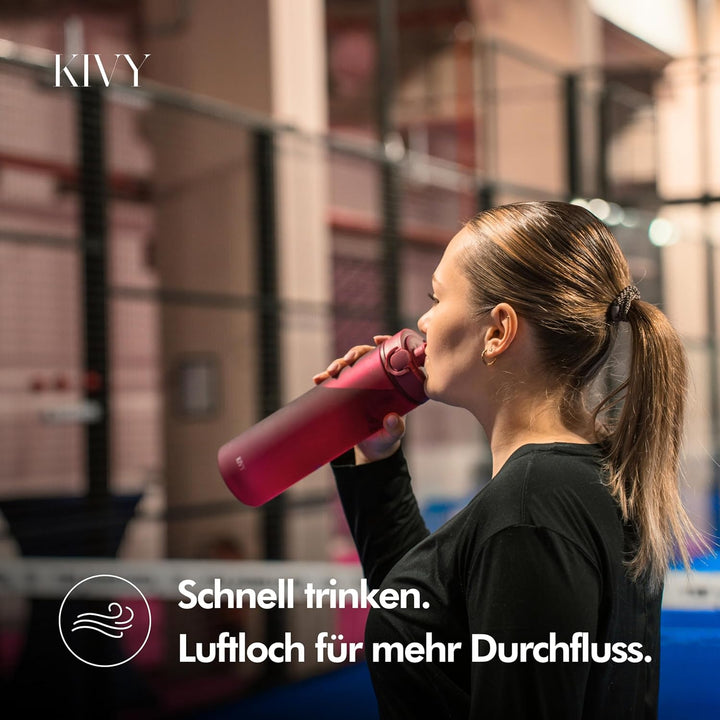 KIVY Trinkflasche 650ml [BPA FREI] Auslaufsicher &amp; Spülmaschinenfest - Wasserflasche für Kinder &amp; Er