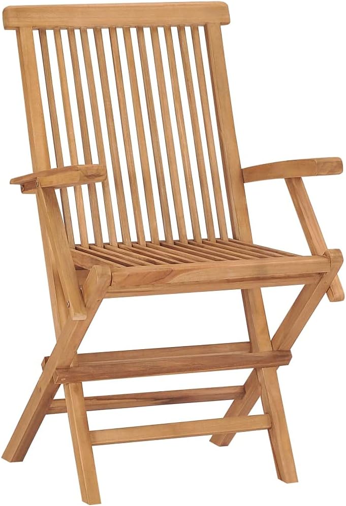 vidaXL 2X Teak Massiv Gartenstuhl mit Armlehnen Klappbar Holzstuhl Klappstuhl Stuhl Stühle Gartenmöb