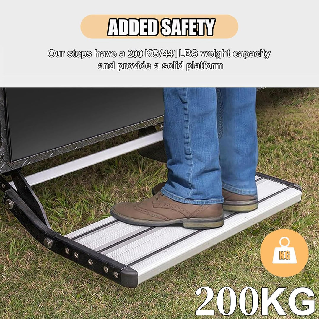 Manuelle Wohnmobil Treppe, Alu Einzelschicht Wohnmobiltrittstufen mit Anti-Slip-Streifen, Wohnwagen