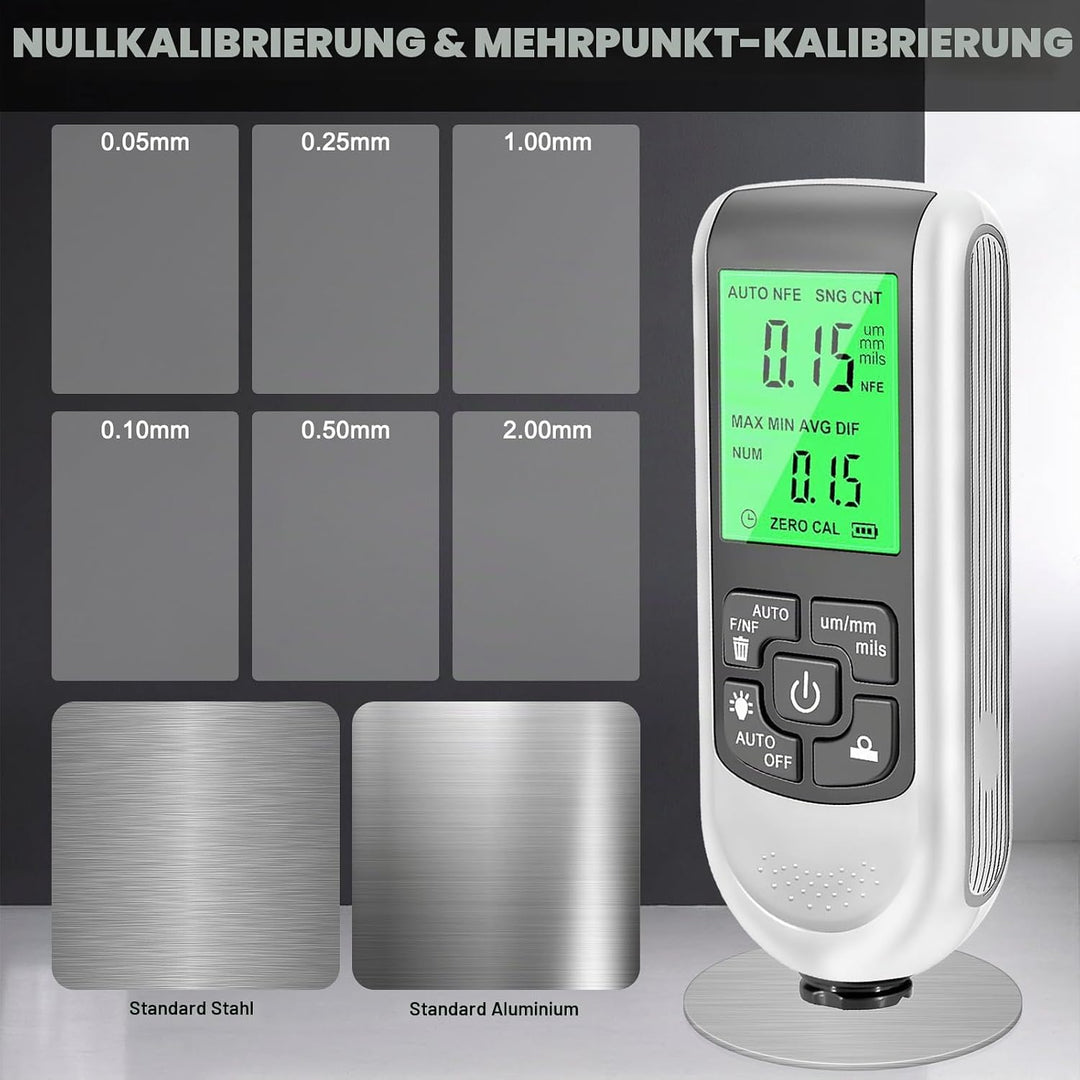 Lackmessgerät Auto, Lackdickenmessgerät für Auto, Digitales Schichtdickenmessgerät mit Hintergrundbe