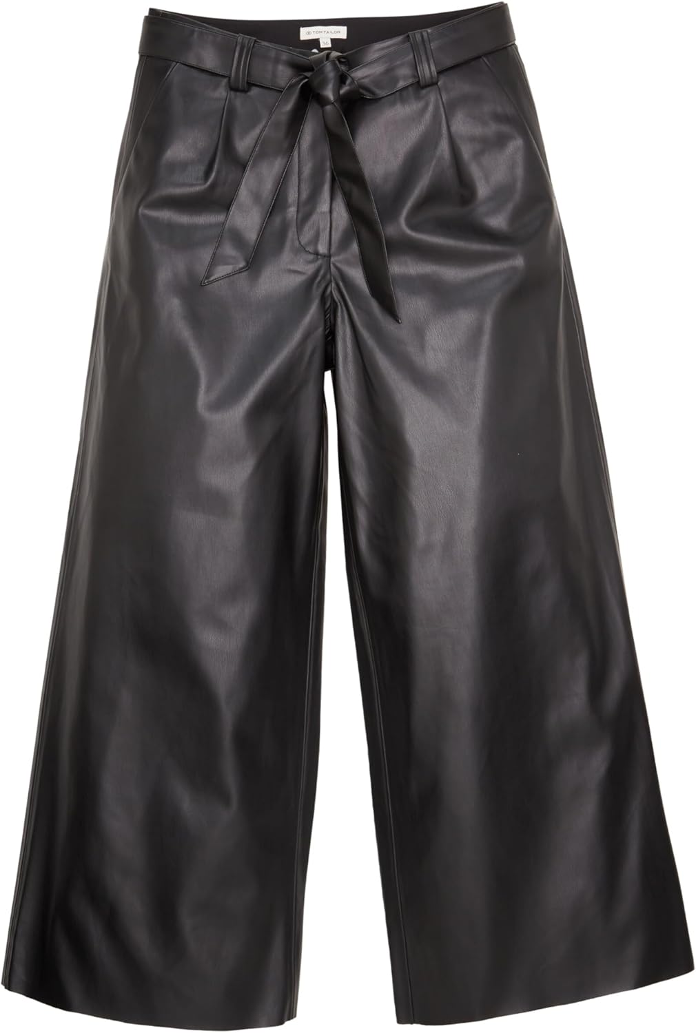 TOM TAILOR Damen Fake-Leder Culotte Hose mit Gürtel 44W / 28L 14482 - Deep Black, 44W / 28L 14482 -