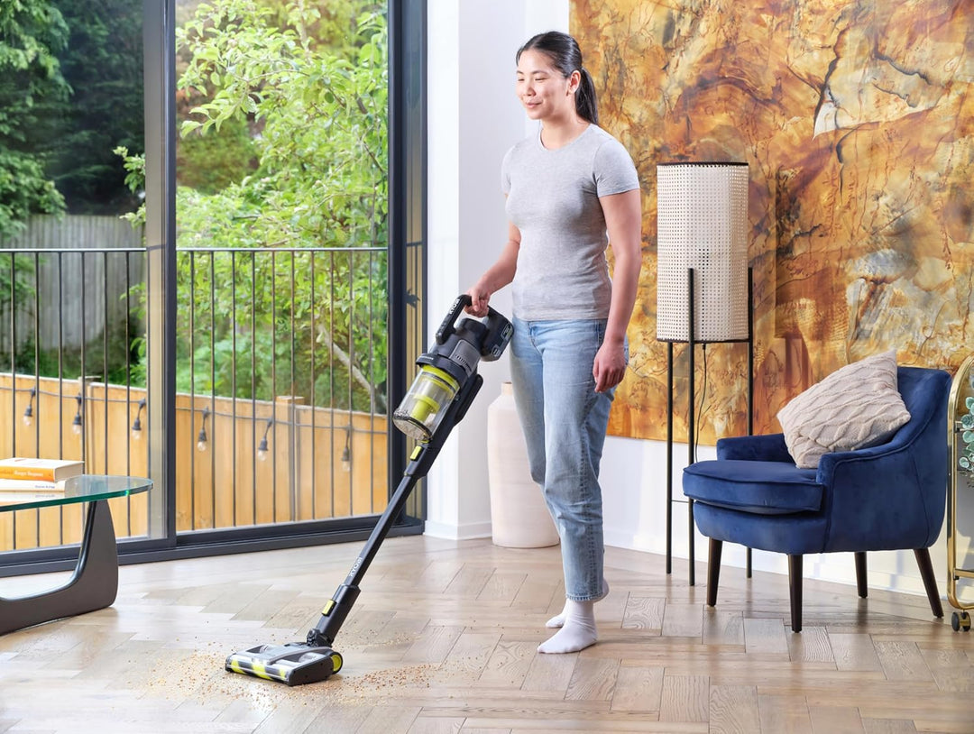 RYOBI 18 V ONE+ Brushless Bodenhandsauger RASV18BL-1C40GL, 135 AW Saugleistung, Dual-Zyklonen HEPA 1