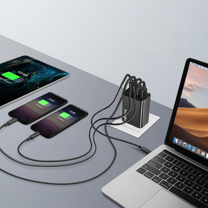 MINIX 100 W Turbo GaN Ladegerät mit 4 Anschlüssen, universelles Schnellladegerät 2 x USB-C Power Del