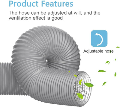 Hon&Guan ø100mm 5m langer Abluftschlauch, PVC Alurohr Flex-Schlauch Abluftrohr mit 2 Schlauchschelle